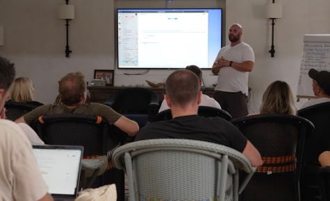 Group meeting with projector